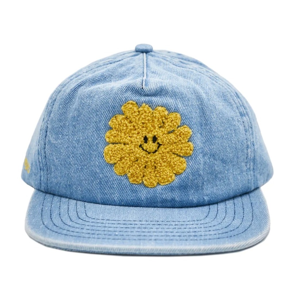 Embroidered Parks Project Blue Denim Smiley Sun Grandpa Hat Adjustable